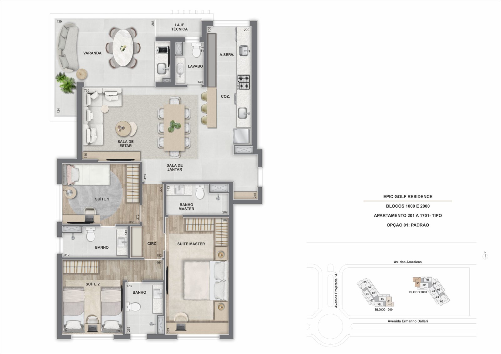 Tipo_ 3 suítes_ 114,62 a 114,64m²_ Aptos 201 a 1701_ Epic 1.000 e 2.000